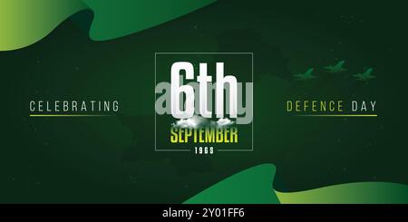 6th September Defence Day of Pakistan. Celebration Banner Concept Green Background. Vector Illustration. Stock Vector