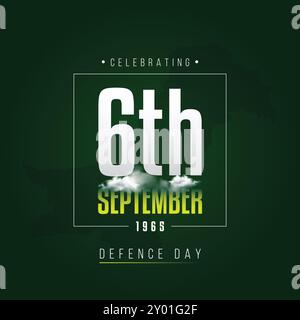 6 September Defence Day of Pakistan. Celebration Concept Green Background. Vector Illustration. Stock Vector