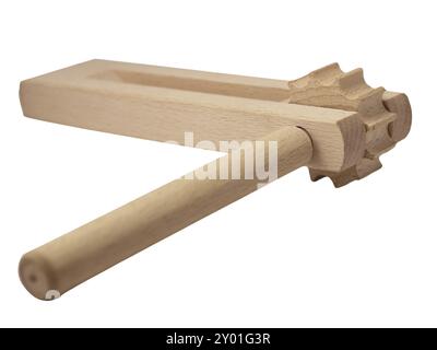 A wooden rattle isolated on white background Stock Photo