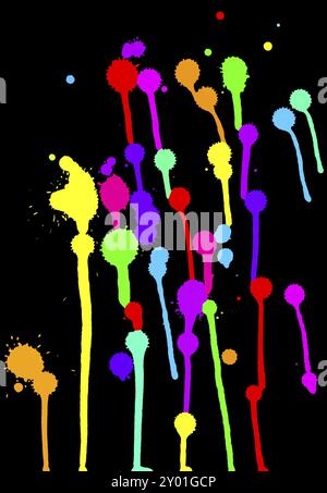 Colorful blots on a black background Stock Photo