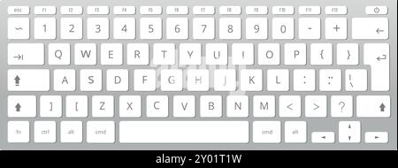 Computer keyboard layout. Device alphabet buttons mockup Stock Vector