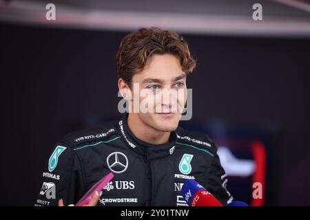 George Russell (Mercedes AMG Petronas Formula One Team, #63), Qualifying , ITA,  Formel 1 Weltmeisterschaft, Italian Grand Prix, Autodromo Nazionale Monza, 31.08.2024  Foto: Eibner-Pressefoto/Annika Graf Stock Photo