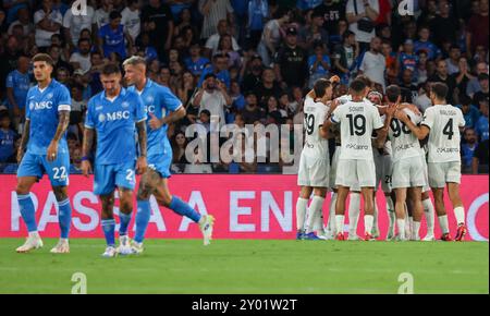 Napoli, Campania, ITALIA. 31st Aug, 2024. During the football match of 31/25/2024, valid for the Italian Serie A championship - 2024/25 in Naples at the Diego Armando Maradona Stadium between SSC Napoli vs FC Parma.In the photo: goal parma (Credit Image: © Fabio Sasso/ZUMA Press Wire) EDITORIAL USAGE ONLY! Not for Commercial USAGE! Stock Photo