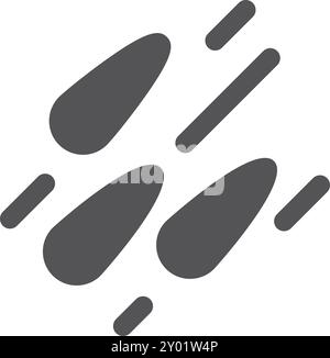 Meteor rain black icon. Space danger rocks fall Stock Vector