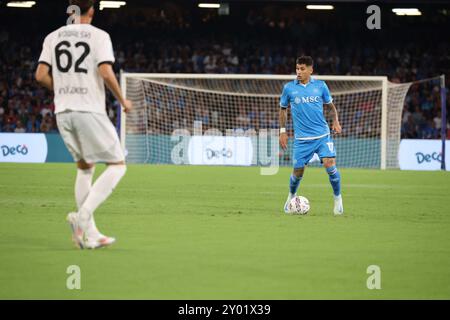 Napoli, Campania, ITALIA. 31st Aug, 2024. During the football match of 31/25/2024, valid for the Italian Serie A championship - 2024/25 in Naples at the Diego Armando Maradona Stadium between SSC Napoli vs FC Parma.In the photo: Mathias Olivera of SSC Napoli (Credit Image: © Fabio Sasso/ZUMA Press Wire) EDITORIAL USAGE ONLY! Not for Commercial USAGE! Stock Photo