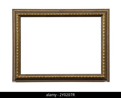 decorative wooden frame with gold elements isolated Stock Photo