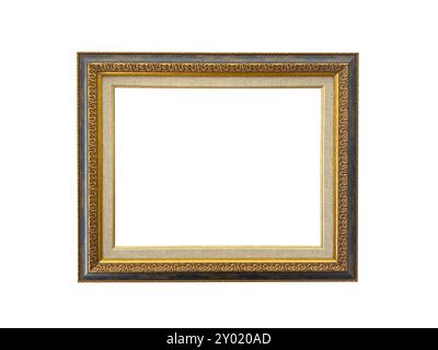 decorative wooden frame with gold elements isolated Stock Photo