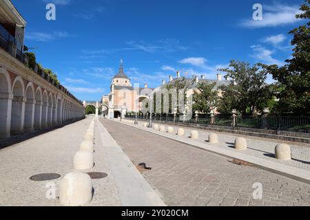 Aranjuez, Madrid, Spain- August 16, 2024: Facade of The Royal Palace of Aranjuez Stock Photo