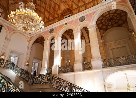 Aranjuez, Madrid, Spain- August 16, 2024: Interior of The Royal Palace of Aranjuez Stock Photo