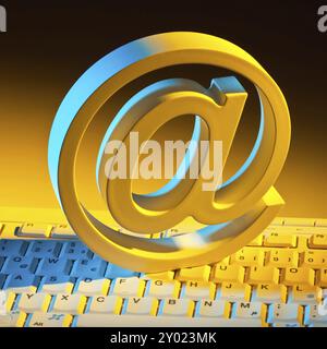 The @ sign on computer keyboard, Studio Stock Photo