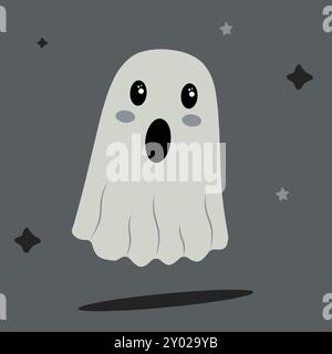 Scary cute monster for Halloween celebration. Cute vector icon with ghost image. Halloween illustration Stock Vector