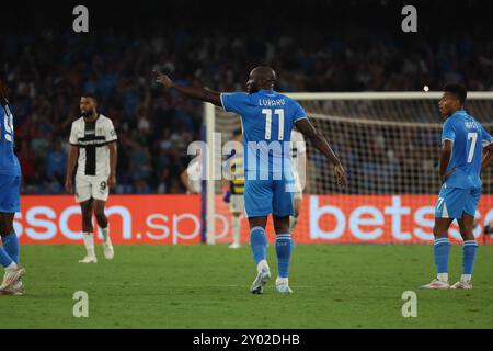 Napoli, Campania, ITALIA. 31st Aug, 2024. During the football match of 31/25/2024, valid for the Italian Serie A championship - 2024/25 in Naples at the Diego Armando Maradona Stadium between SSC Napoli vs FC Parma.In the photo: Romelu Lukaku of SSC Napoli (Credit Image: © Fabio Sasso/ZUMA Press Wire) EDITORIAL USAGE ONLY! Not for Commercial USAGE! Stock Photo