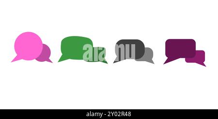 Speech Bubbles Set Collection. White Icons on Vector Transparent Background. Stock Vector