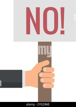 Hands holding placard with NO word background. Vector Illustration ...