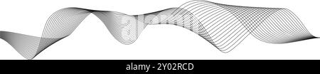 3d wave form. Black line abstract curve Stock Vector