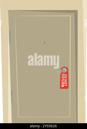 Hotel room cartoon door with dont disturb sign Stock Vector