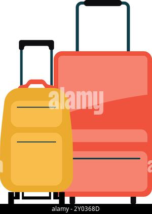 Wheeled suitcases icon. Travel bags. Cartoon luggage Stock Vector