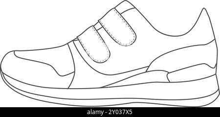 Casual sneakers line icon. Athletic walking shoes Stock Vector