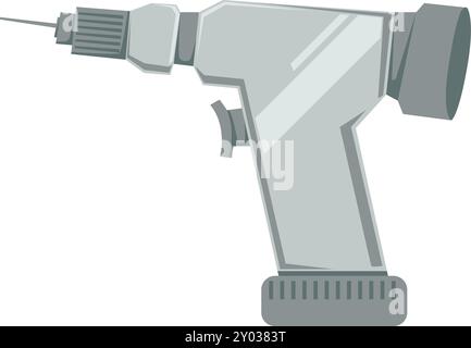 Drill icon. Shiny metal tool. Work equipment Stock Vector