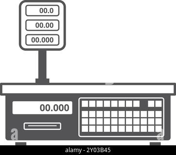 Store weight scale black icon. Retail tool Stock Vector