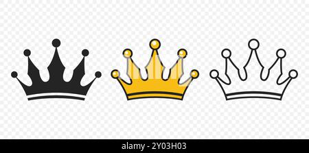 Vector Crown Icons Set. Flat Style Crown Icon Collection. Elegant Crown Icons. Various Royal Crowns Stock Vector