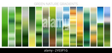 Green Nature Gradient  Color Swatch Set Stock Vector