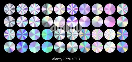 Round Hologram Metallic Foil Stock Vector