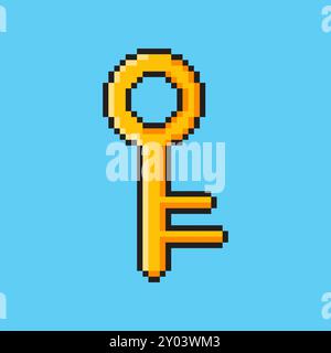 Vector Illustration of key with Pixel Art Design, perfect for game assets themed designs Stock Vector