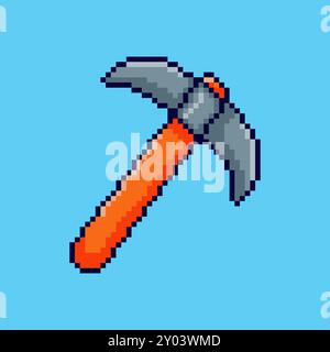 Vector Illustration of axe with Pixel Art Design, perfect for game assets themed designs Stock Vector