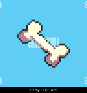 Vector Illustration of bone with Pixel Art Design, perfect for game assets themed designs Stock Vector