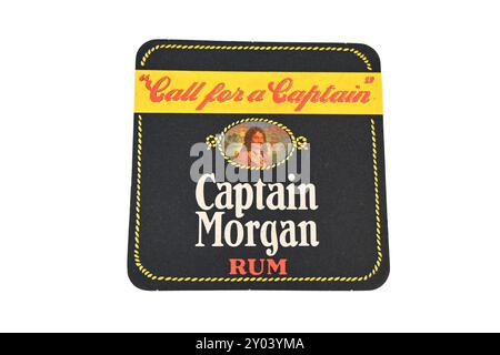 Vintage Captain Morgan Rum beer mat drink coaster  – Wales, UK – 30 August 2024 Stock Photo