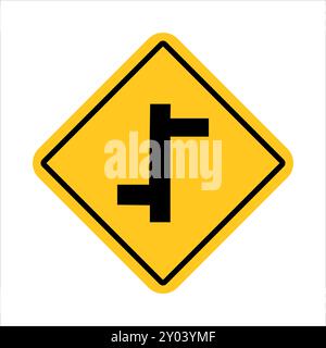 traffic sign, Cautionary staggered junction Stock Vector