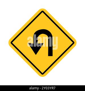 traffic sign, Cautionary U turn Stock Vector