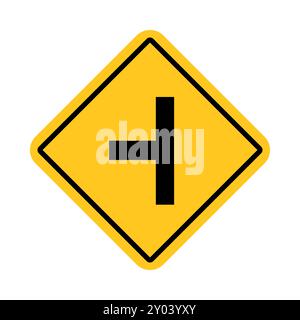 traffic sign, Cautionary T junction Stock Vector