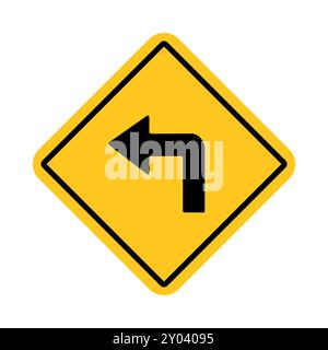traffic sign, Cautionary turn left Stock Vector