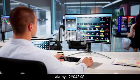 African American Doing Calendar Schedule Planning. Business Agenda In Office Stock Photo