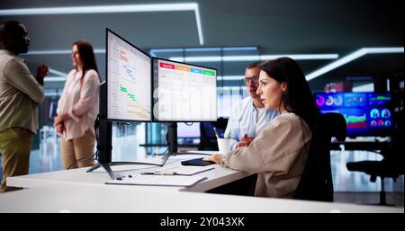Agile Business Team Using Kanban Task Board Stock Photo