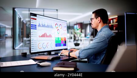 Data Analyst Using Data Analytics KPI Dashboard Stock Photo