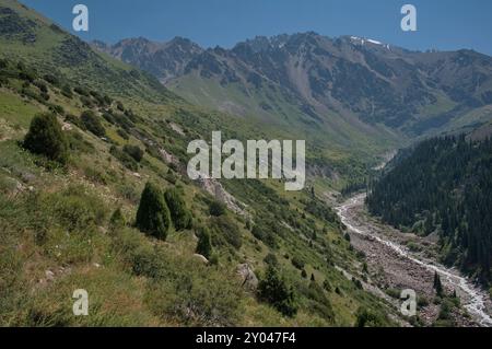 Scenic view of the mountain in Ala Archa National Park, Kyrgyzstan Stock Photo