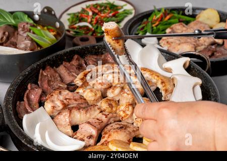 Assorted beef giblets grilled beef intestines Stock Photo