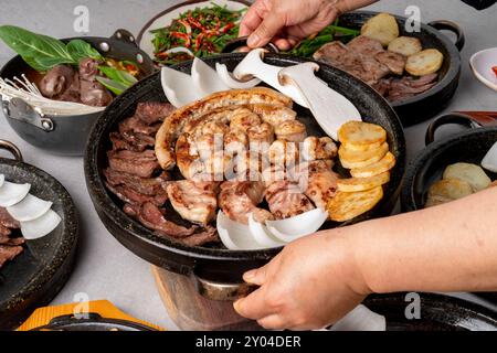 Assorted beef giblets grilled beef intestines Stock Photo
