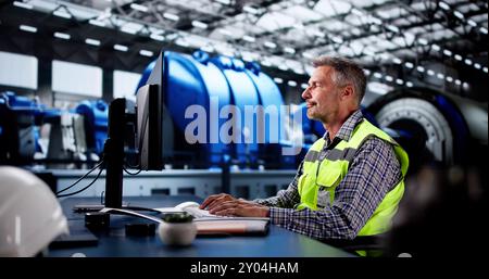 Engineer Operator Using Scada System At Industrial Plant Stock Photo