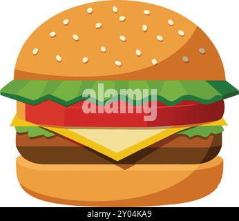 Hamburger With Bun And Onion Vector Stock Vector