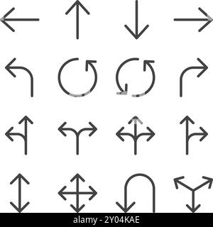 arrow simple line icon set,vector and illustration Stock Vector
