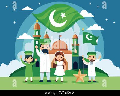 Happy Independence Day Pakistan Illustration Stock Vector