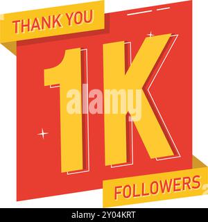 Thank You 1000 Followers On Social Media Stock Vector