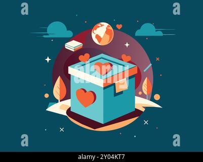 International Day Of Charity Box Donation Stock Vector