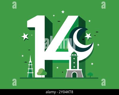 14 August Pakistan Independence Day Stock Vector