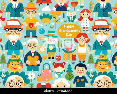Grandparents Day Cute Seamless Illustration Stock Vector