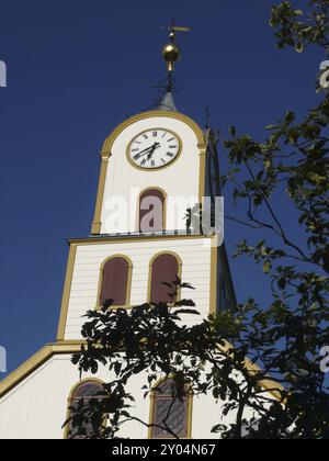 Church tower, Thorshavn, Faroe Islands, Europe Stock Photo